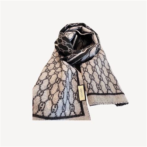 gucci double sided scarf|gucci scarves with fur trim.